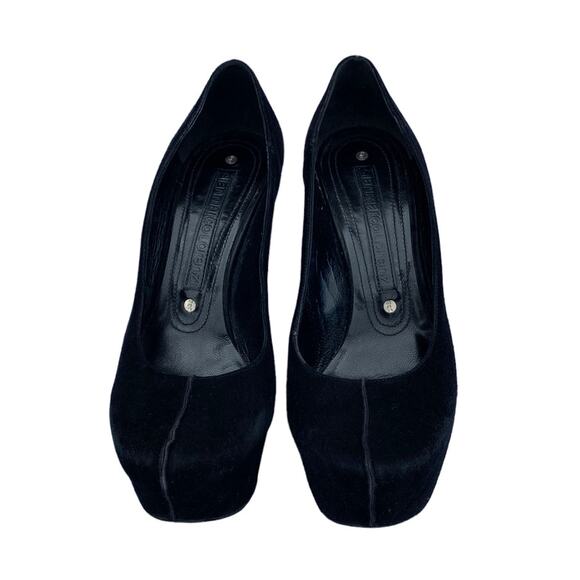 Gianmarco Lorenzi Black Suede Leather Almond Toe Wedge Platform Pumps 37 US7 - Picture 4 of 16